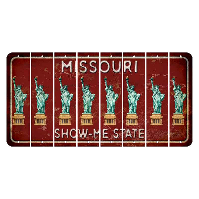 Missouri Maroon Show Me State Cut License Plate Strips (Set of 8) Statue of Liberty