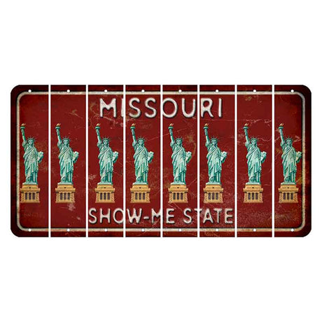 Missouri Maroon Show Me State Cut License Plate Strips (Set of 8) Statue of Liberty