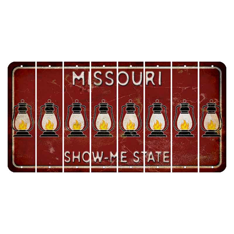 Missouri Maroon Show Me State Cut License Plate Strips (Set of 8) Lantern