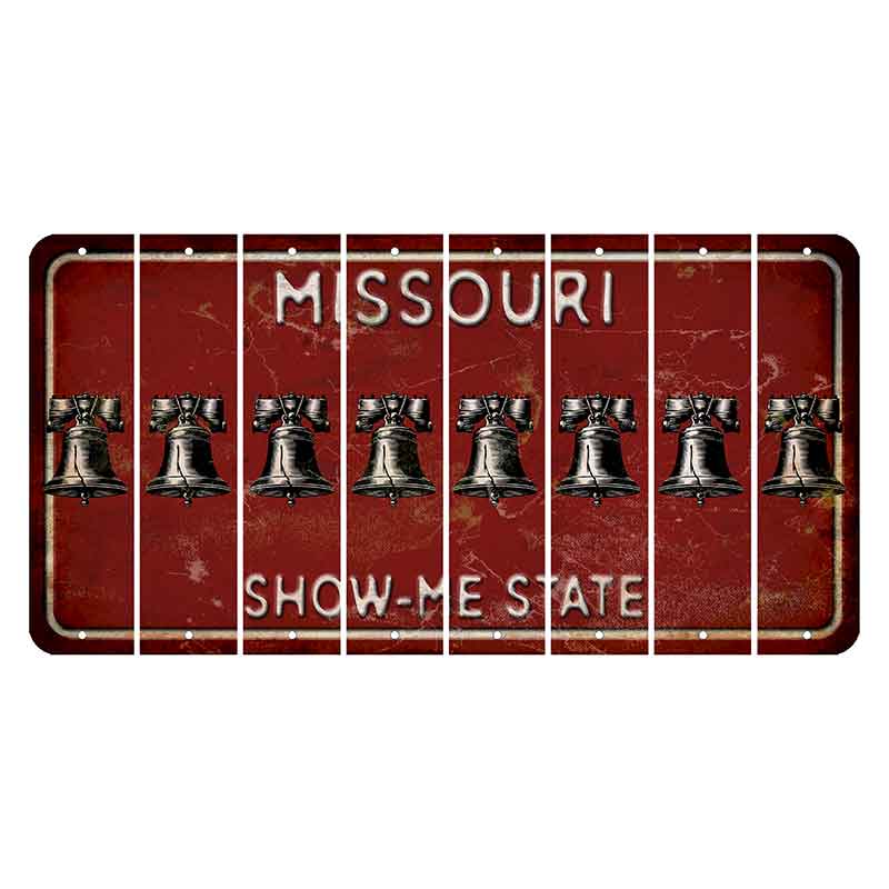 Missouri Maroon Show Me State Cut License Plate Strips (Set of 8) Liberty Bell