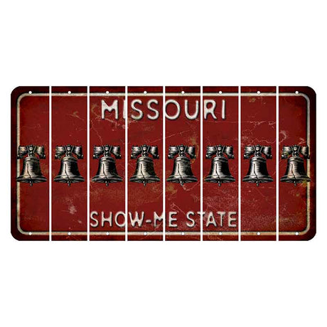 Missouri Maroon Show Me State Cut License Plate Strips (Set of 8) Liberty Bell