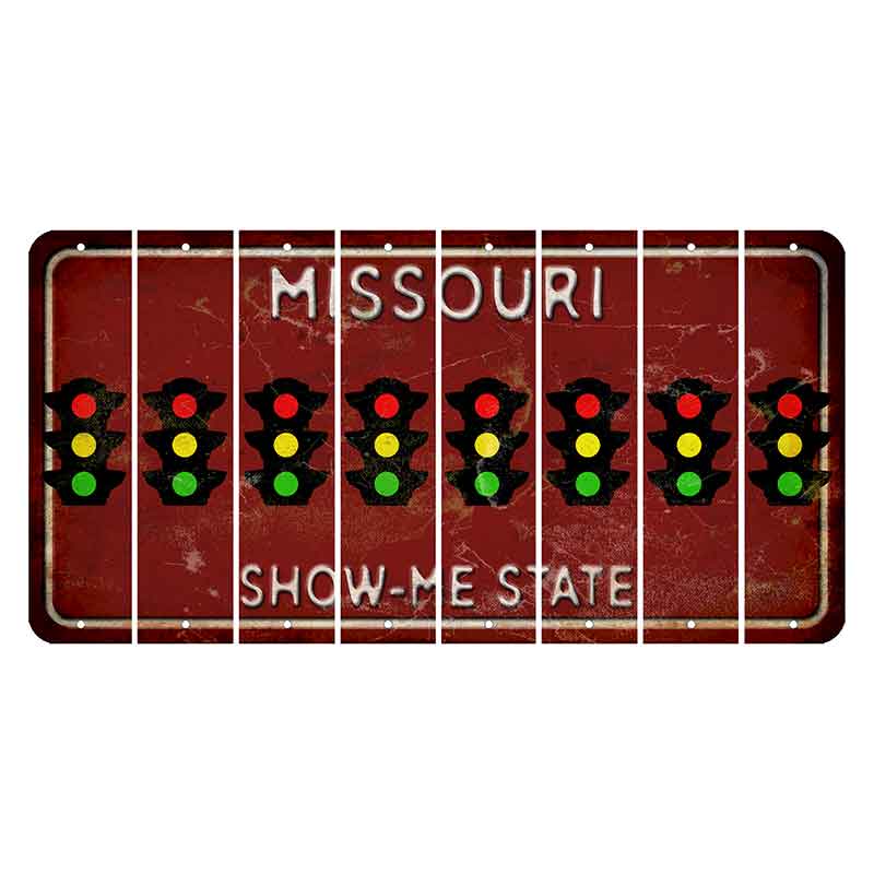 Missouri Maroon Show Me State Cut License Plate Strips (Set of 8) Traffic Light