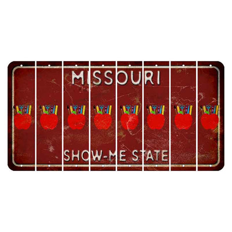 Missouri Maroon Show Me State Cut License Plate Strips (Set of 8) Teacher Apple