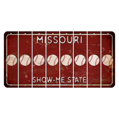 Missouri Maroon Show Me State Cut License Plate Strips (Set of 8) Baseball