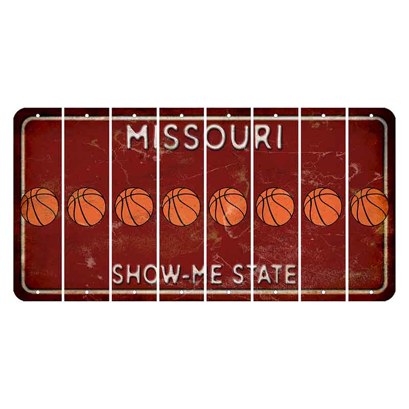 Missouri Maroon Show Me State Cut License Plate Strips (Set of 8) Basketball