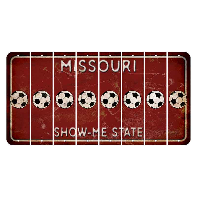 Missouri Maroon Show Me State Cut License Plate Strips (Set of 8) Soccerball