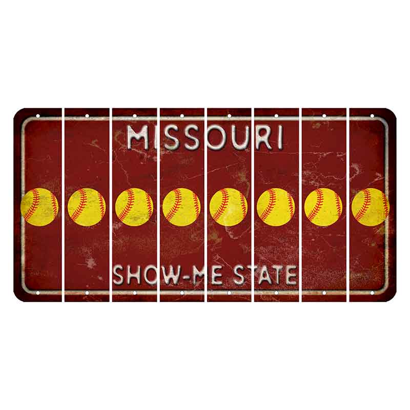 Missouri Maroon Show Me State Cut License Plate Strips (Set of 8) Softball