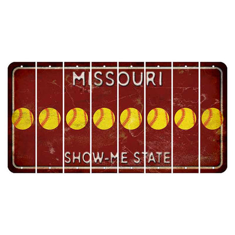 Missouri Maroon Show Me State Cut License Plate Strips (Set of 8) Softball