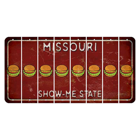 Missouri Maroon Show Me State Cut License Plate Strips (Set of 8) Hamburger