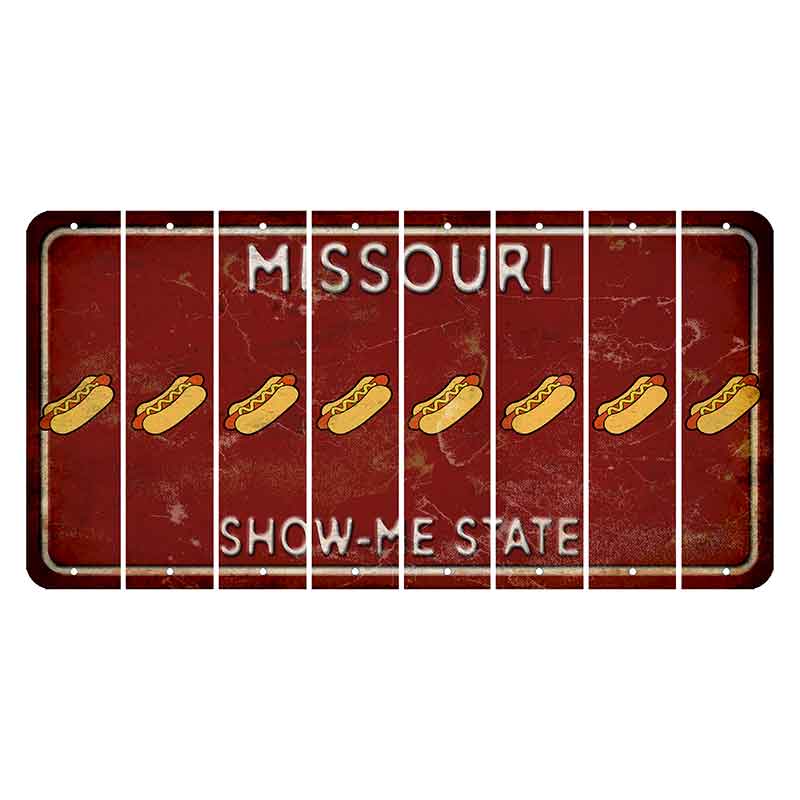 Missouri Maroon Show Me State Cut License Plate Strips (Set of 8) Hotdog