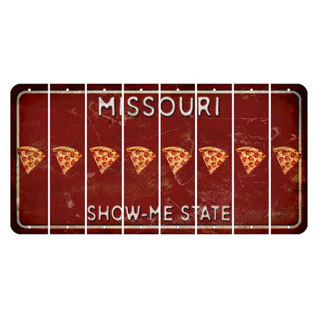 Missouri Maroon Show Me State Cut License Plate Strips (Set of 8) Pizza