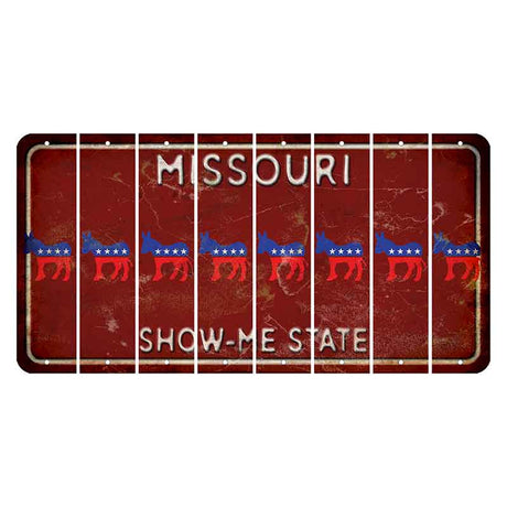 Missouri Maroon Show Me State Cut License Plate Strips (Set of 8) Democrat