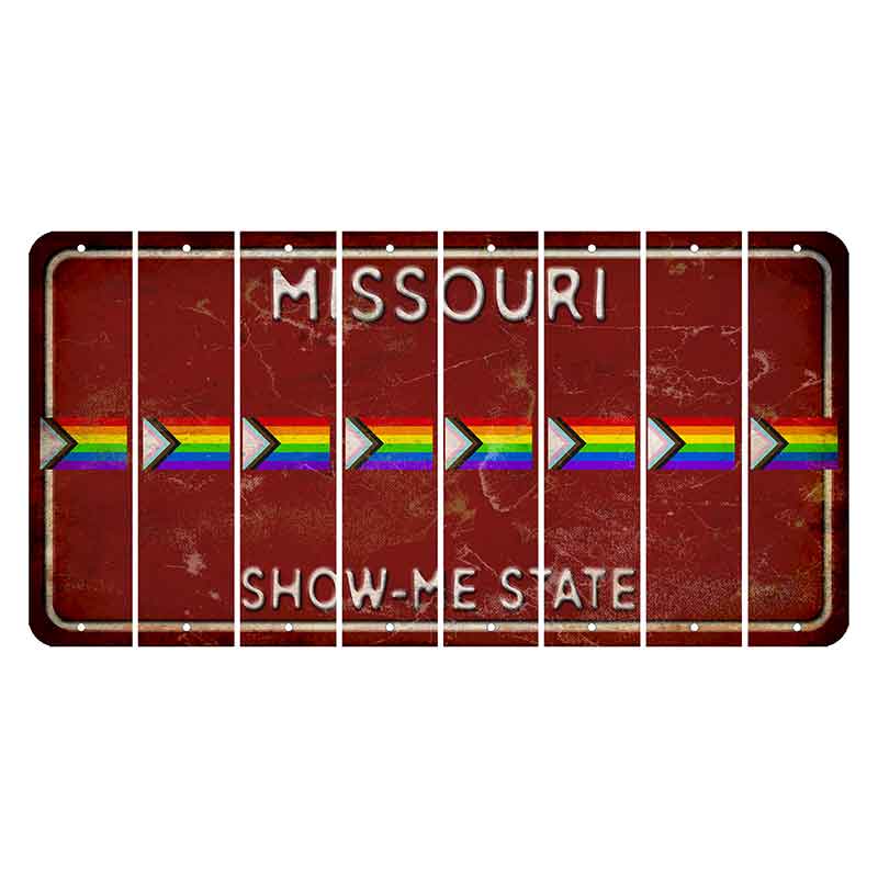 Missouri Maroon Show Me State Cut License Plate Strips (Set of 8) LGBTQ Flag