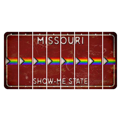 Missouri Maroon Show Me State Cut License Plate Strips (Set of 8) LGBTQ Flag