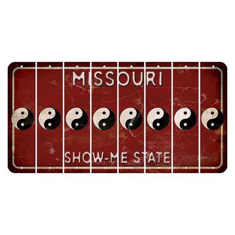 Missouri Maroon Show Me State Cut License Plate Strips (Set of 8) Yin Yang