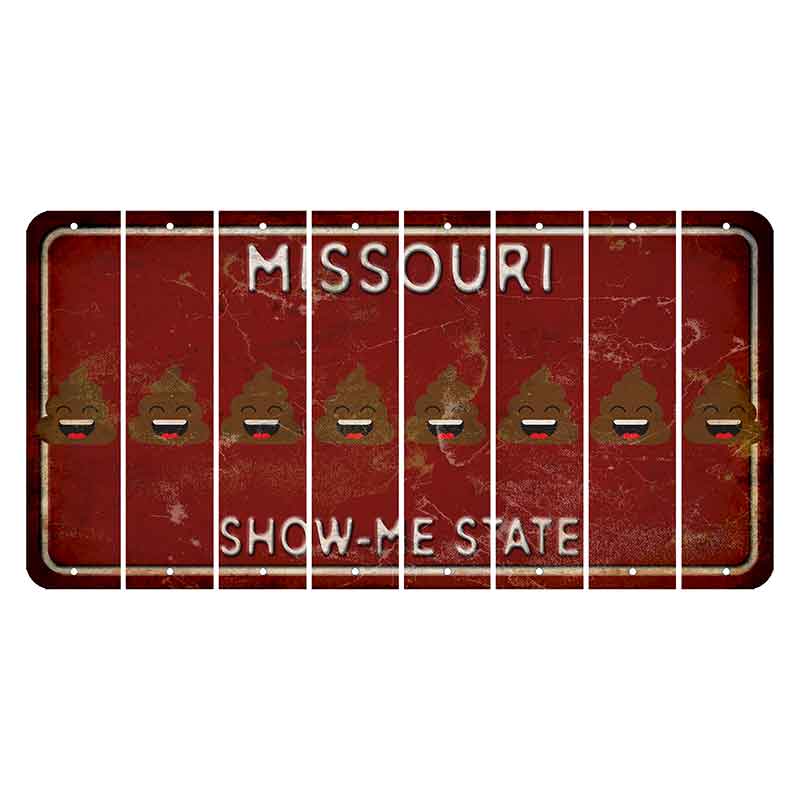 Missouri Maroon Show Me State Cut License Plate Strips (Set of 8) Emoji - Poop