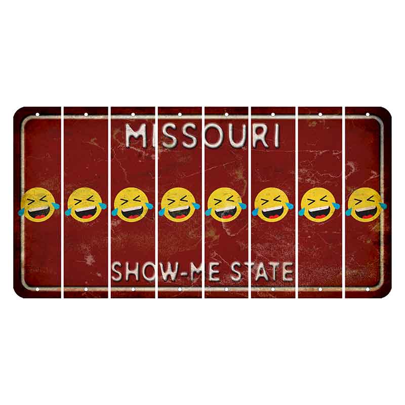 Missouri Maroon Show Me State Cut License Plate Strips (Set of 8) Emoji - Laughing