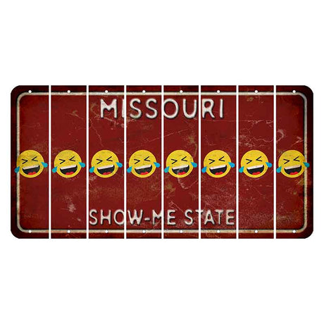 Missouri Maroon Show Me State Cut License Plate Strips (Set of 8) Emoji - Laughing