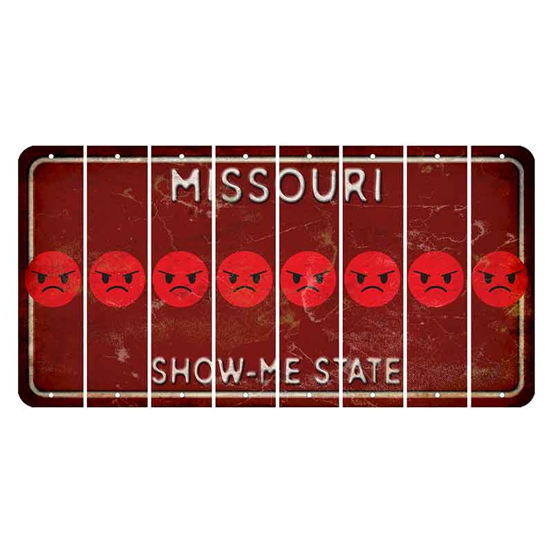 Missouri Maroon Show Me State Cut License Plate Strips (Set of 8) Emoji - Angry