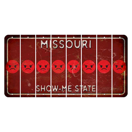 Missouri Maroon Show Me State Cut License Plate Strips (Set of 8) Emoji - Angry