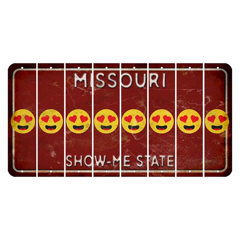 Missouri Maroon Show Me State Cut License Plate Strips (Set of 8) Emoji - Heart Eyes