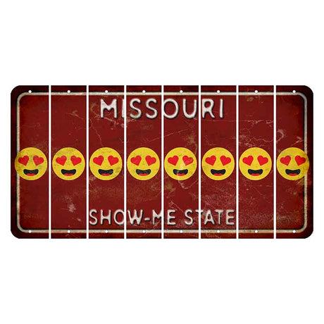 Missouri Maroon Show Me State Cut License Plate Strips (Set of 8) Emoji - Heart Eyes