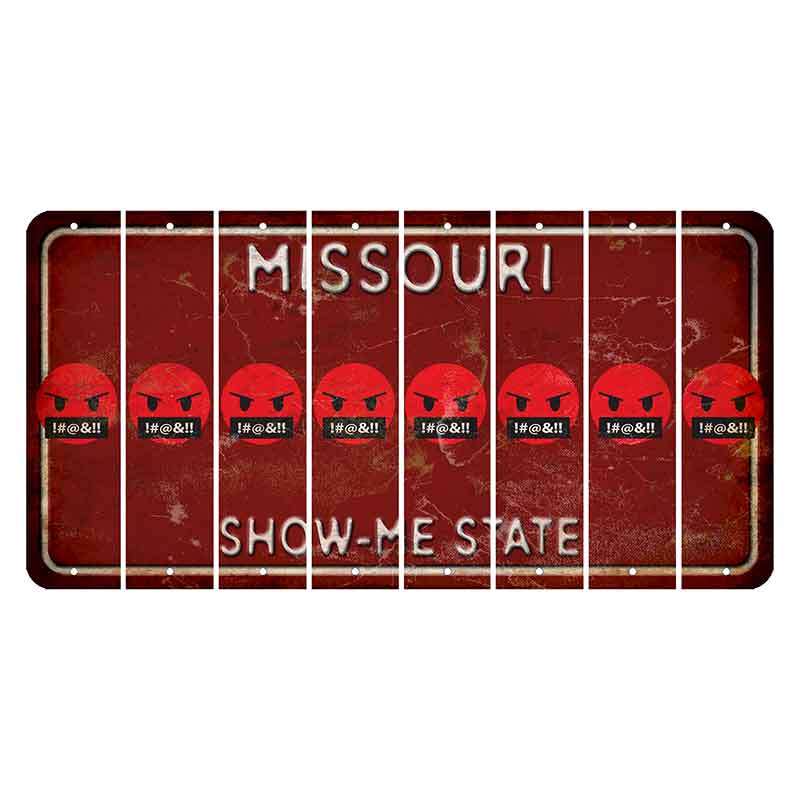 Missouri Maroon Show Me State Cut License Plate Strips (Set of 8) Emoji - Pissed