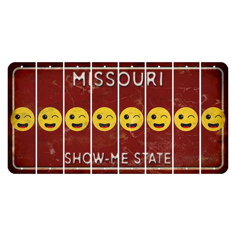 Missouri Maroon Show Me State Cut License Plate Strips (Set of 8) Emoji - Winking