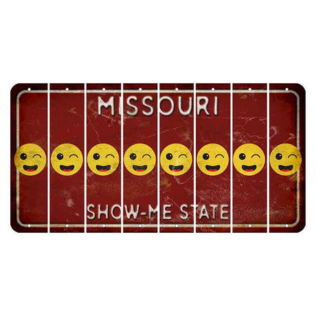 Missouri Maroon Show Me State Cut License Plate Strips (Set of 8) Emoji - Winking