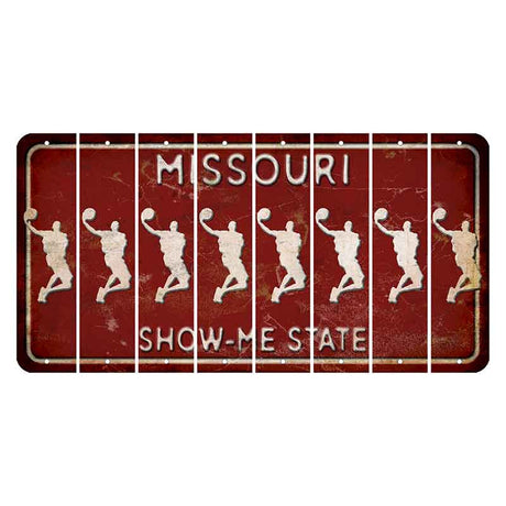 Missouri Maroon Show Me State Cut License Plate Strips (Set of 8) Basketball Player