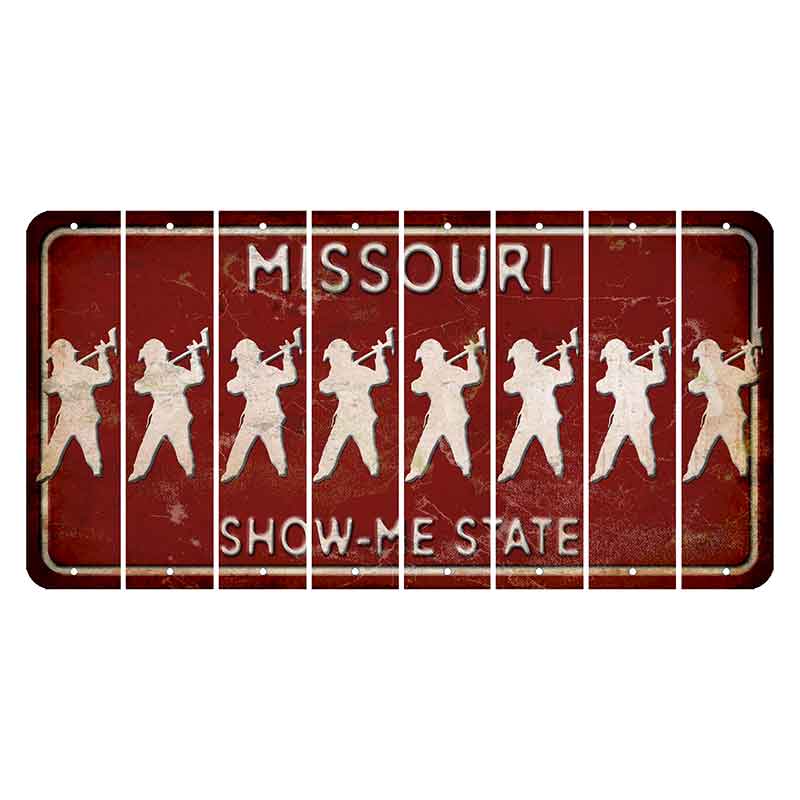 Missouri Maroon Show Me State Cut License Plate Strips (Set of 8) Fireman with Axe