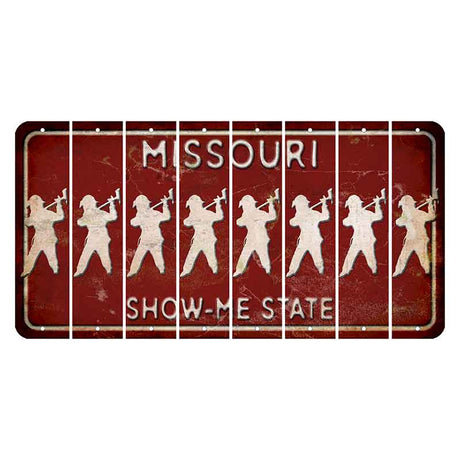 Missouri Maroon Show Me State Cut License Plate Strips (Set of 8) Fireman with Axe