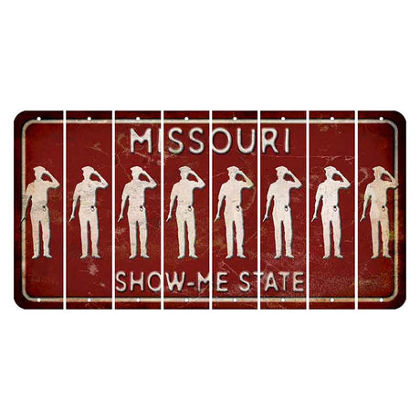 Missouri Maroon Show Me State Cut License Plate Strips (Set of 8) Police Officer