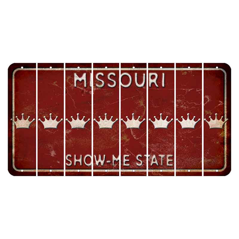 Missouri Maroon Show Me State Cut License Plate Strips (Set of 8) Crown