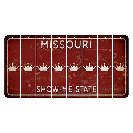 Missouri Maroon Show Me State Cut License Plate Strips (Set of 8) Crown