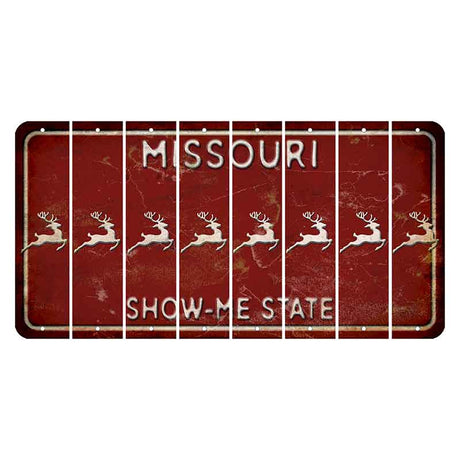 Missouri Maroon Show Me State Cut License Plate Strips (Set of 8) Reindeer