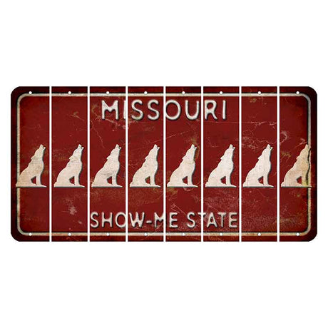 Missouri Maroon Show Me State Cut License Plate Strips (Set of 8) Howling Wolf