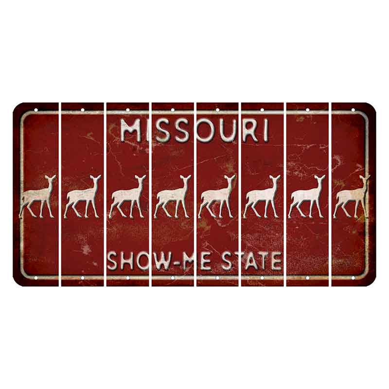 Missouri Maroon Show Me State Cut License Plate Strips (Set of 8) Doe