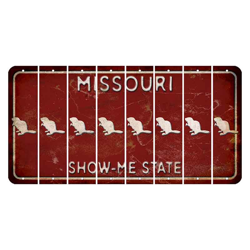 Missouri Maroon Show Me State Cut License Plate Strips (Set of 8) Beaver
