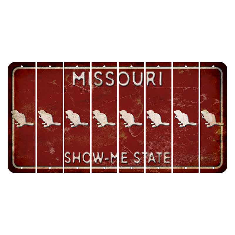 Missouri Maroon Show Me State Cut License Plate Strips (Set of 8) Beaver