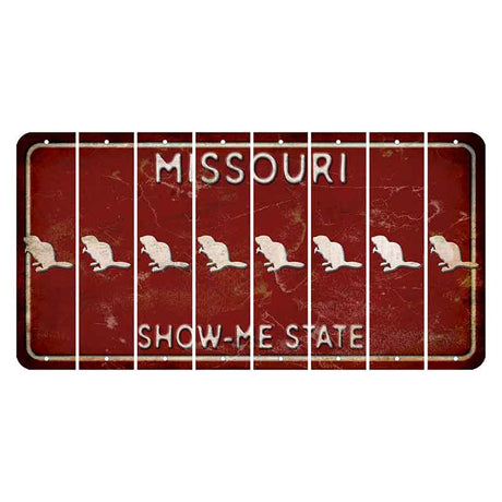 Missouri Maroon Show Me State Cut License Plate Strips (Set of 8) Beaver