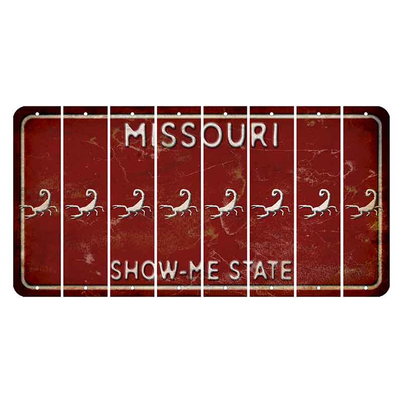 Missouri Maroon Show Me State Cut License Plate Strips (Set of 8) Scorpion