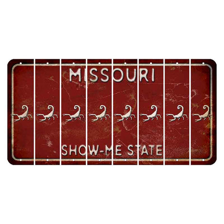 Missouri Maroon Show Me State Cut License Plate Strips (Set of 8) Scorpion