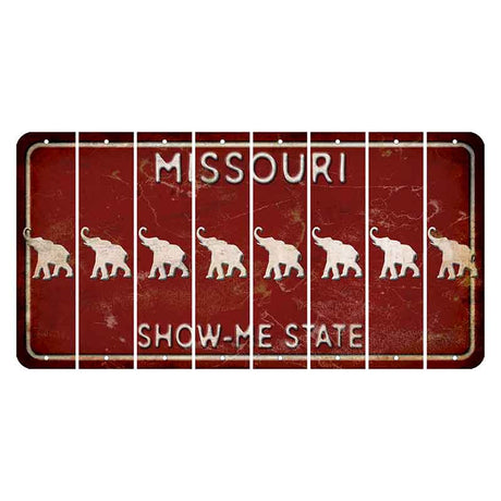 Missouri Maroon Show Me State Cut License Plate Strips (Set of 8) Elephant