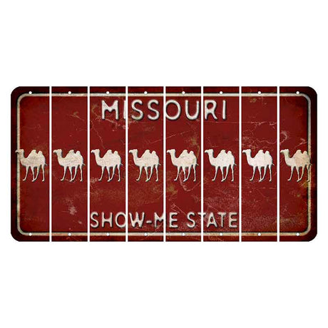 Missouri Maroon Show Me State Cut License Plate Strips (Set of 8) Camel