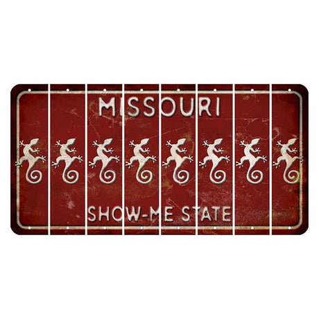 Missouri Maroon Show Me State Cut License Plate Strips (Set of 8) Gecko