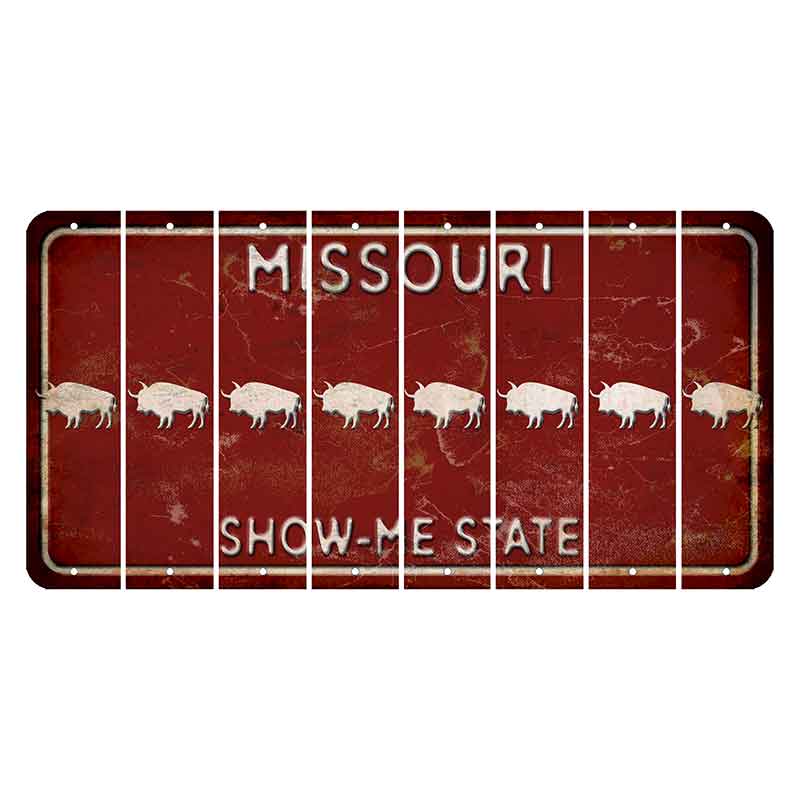 Missouri Maroon Show Me State Cut License Plate Strips (Set of 8) Buffalo