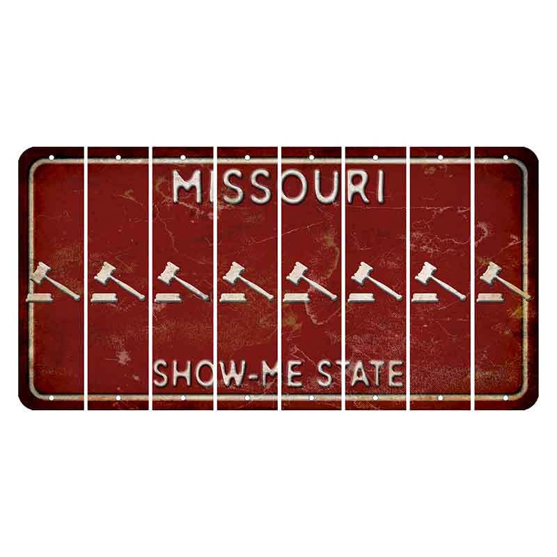 Missouri Maroon Show Me State Cut License Plate Strips (Set of 8) Gavel