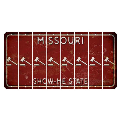 Missouri Maroon Show Me State Cut License Plate Strips (Set of 8) Gavel