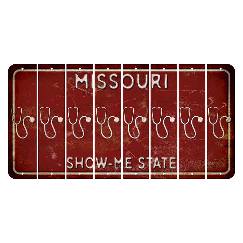 Missouri Maroon Show Me State Cut License Plate Strips (Set of 8) Stethoscope